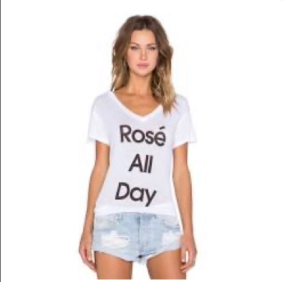 Wildfox Sz Small Rose All Day White Black Tshirt - Picture 1 of 9